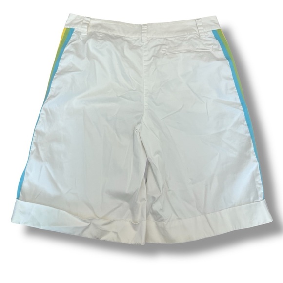Escada Sport White Bermuda Shorts Rainbow Side Stripe - Picture 4 of 8